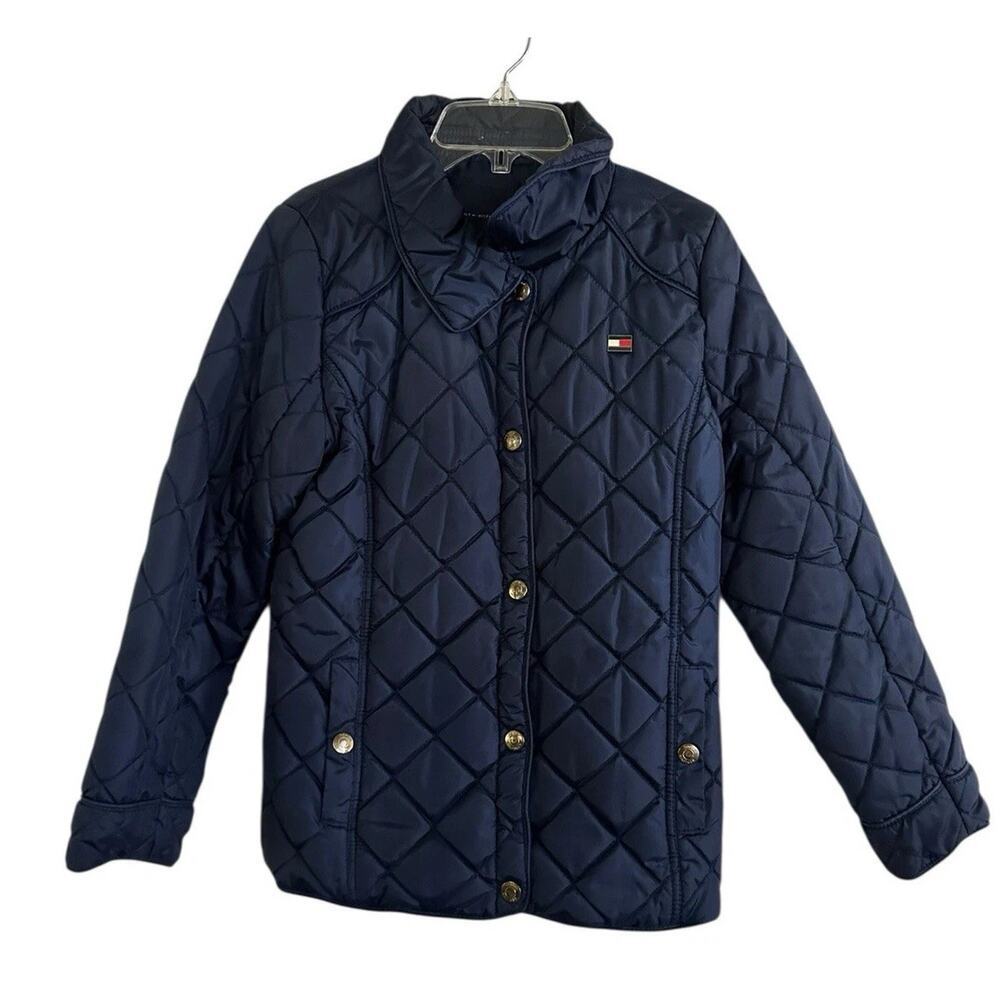 Tommy Hilfiger Girls Sz Large(12-14) Puffer Jacket star lined snaps pockets